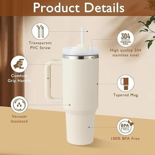 Tumbler 1.2L with Handle & Lid | Insulated Reusable Stainless Steel Water Bottle | Mug for Office, Gym, Travelling