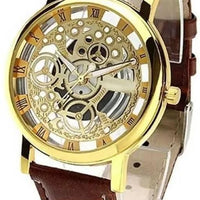 Unique Gold Dial Leather Analog Watch - for Men