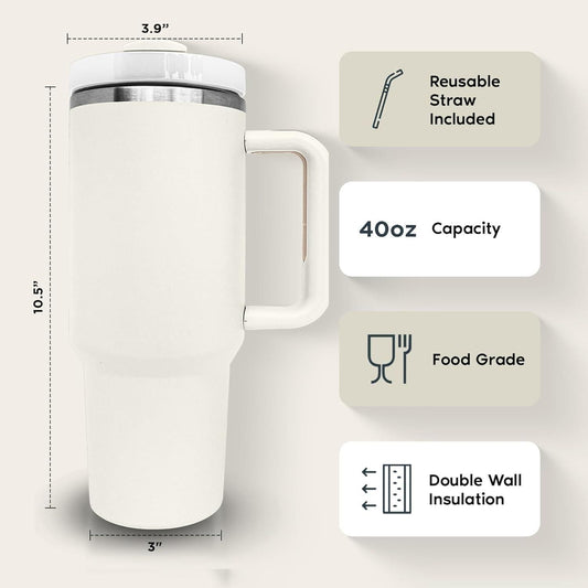 Tumbler 1.2L with Handle & Lid | Insulated Reusable Stainless Steel Water Bottle | Mug for Office, Gym, Travelling